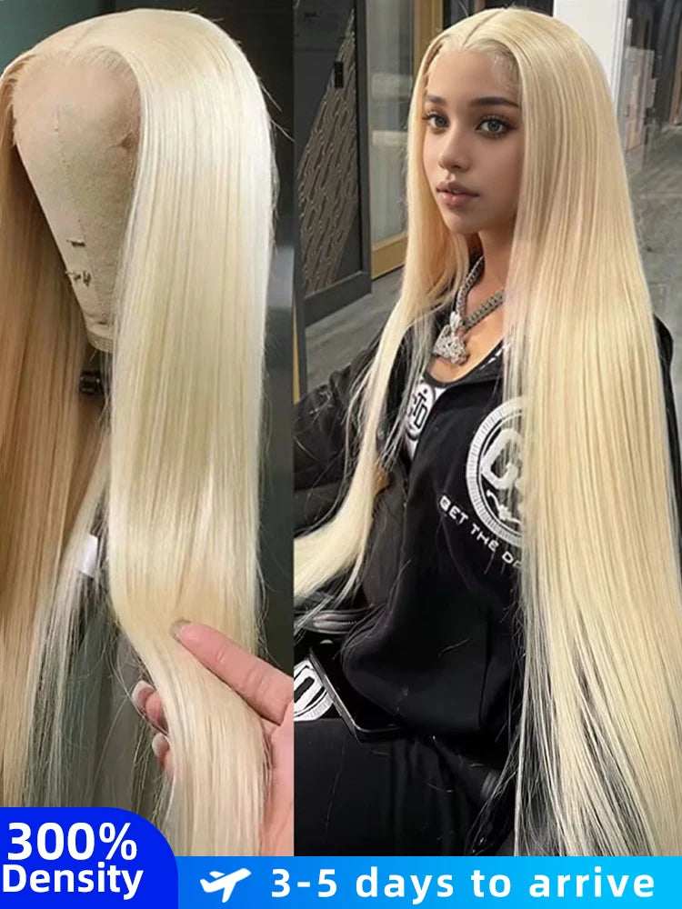 250Density 13x6 HD Transparent Lace Frontal Human Hair Wigs 613 Blonde Brazilian Straight 13x4 Lace Front Human Hair Wigs