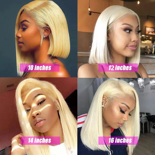 613 Blonde Short Bob Wig Transparent Lace Front Human Hair Wigs Straight 13X4 Burgundy 99j Brown Colored Cut Lace Frontal Wig