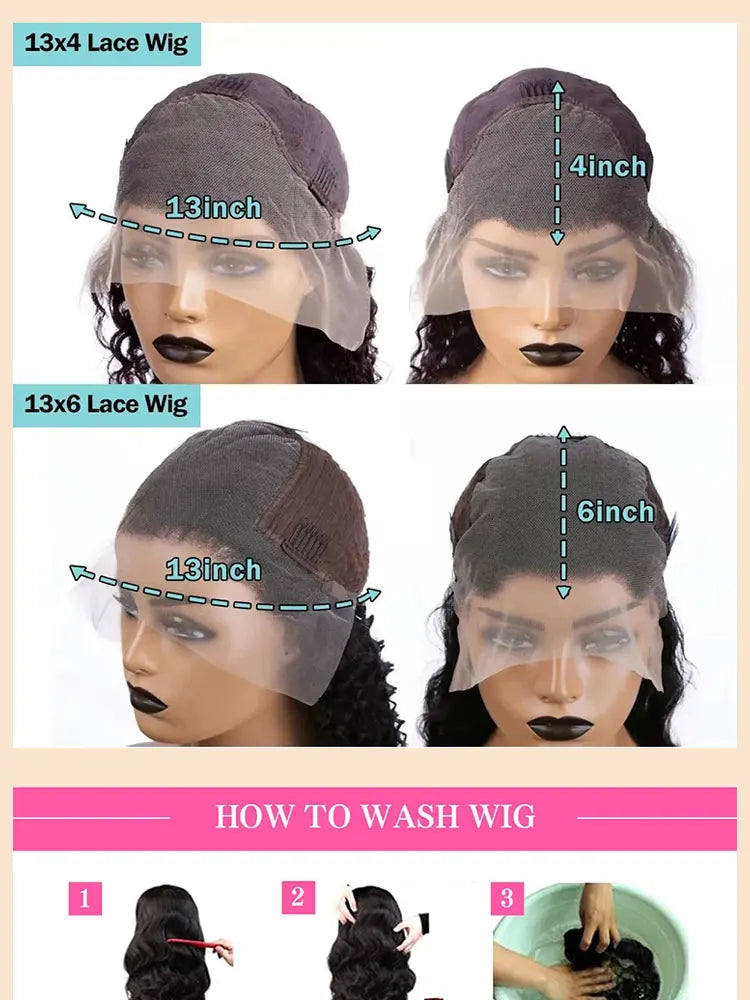 Body Wave 13x4 HD Transparent Lace Front 100% Human Hair Wig black 13x6 Lace Frontal Wigs Inch Pre Plucked For Women