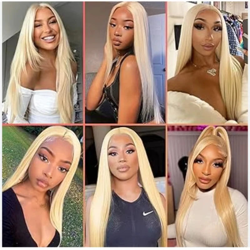 250Density 13x6 HD Transparent Lace Frontal Human Hair Wigs 613 Blonde Brazilian Straight 13x4 Lace Front Human Hair Wigs