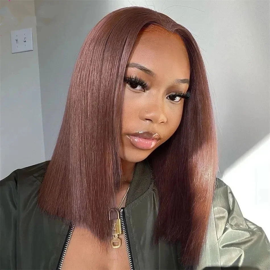 613 Blonde Short Bob Wig Transparent Lace Front Human Hair Wigs Straight 13X4 Burgundy 99j Brown Colored Cut Lace Frontal Wig