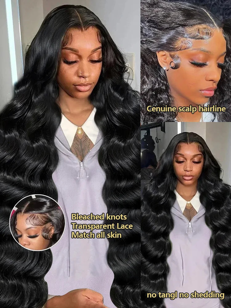 Body Wave 13x4 HD Transparent Lace Front 100% Human Hair Wig black 13x6 Lace Frontal Wigs Inch Pre Plucked For Women