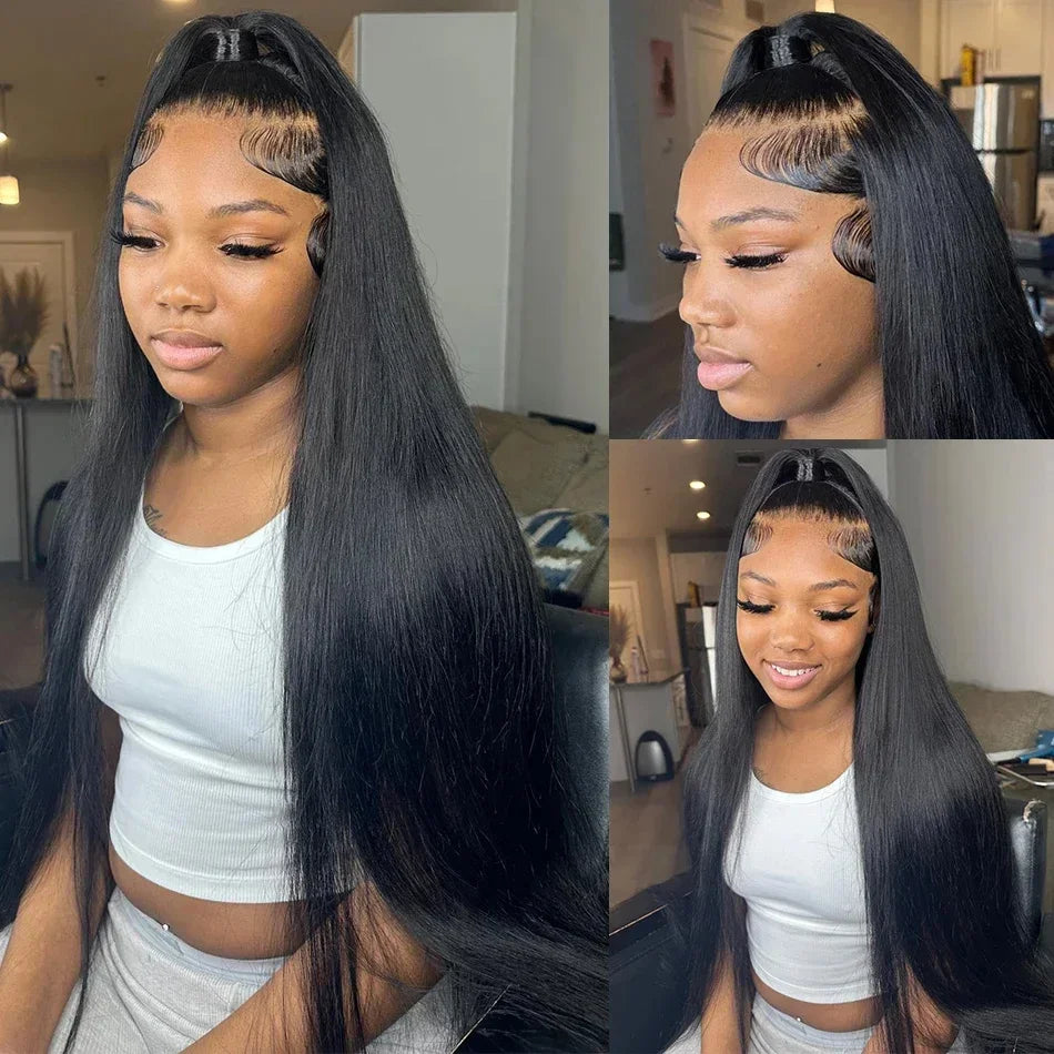 250 Density Bone Straight 13x6 HD Lace Frontal Wig 100% Human Hair 13x4 Lace Frontal Wig 5x5 Glueless Closure Wear Go