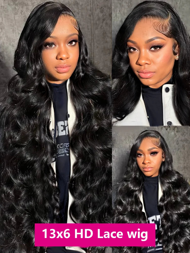 Body Wave 13x4 HD Transparent Lace Front 100% Human Hair Wig black 13x6 Lace Frontal Wigs Inch Pre Plucked For Women