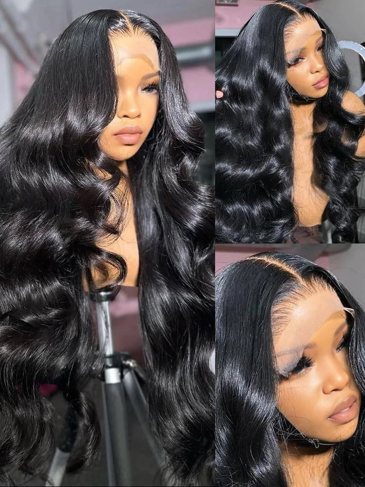 Body Wave 13x4 HD Transparent Lace Front 100% Human Hair Wig black 13x6 Lace Frontal Wigs Inch Pre Plucked For Women