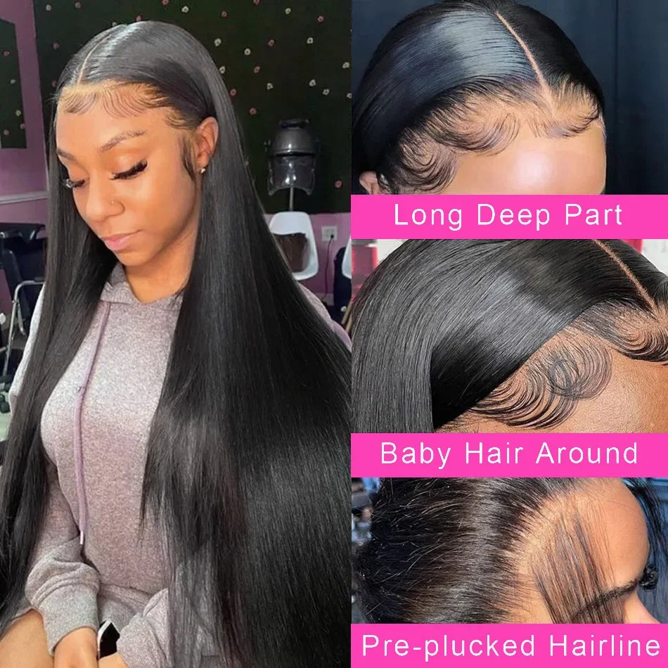 250 Density Bone Straight 13x6 HD Lace Frontal Wig 100% Human Hair 13x4 Lace Frontal Wig 5x5 Glueless Closure Wear Go