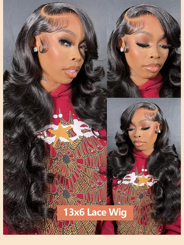 Body Wave 13x4 HD Transparent Lace Front 100% Human Hair Wig black 13x6 Lace Frontal Wigs Inch Pre Plucked For Women