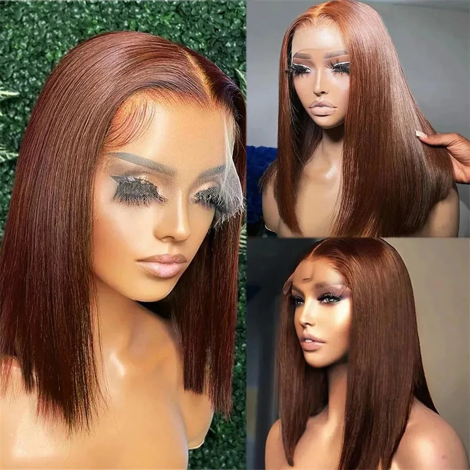 613 Blonde Short Bob Wig Transparent Lace Front Human Hair Wigs Straight 13X4 Burgundy 99j Brown Colored Cut Lace Frontal Wig