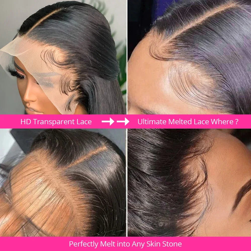 250 Density Bone Straight 13x6 HD Lace Frontal Wig 100% Human Hair 13x4 Lace Frontal Wig 5x5 Glueless Closure Wear Go