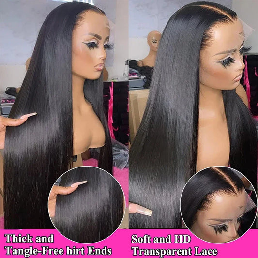 250 Density Bone Straight 13x6 HD Lace Frontal Wig 100% Human Hair 13x4 Lace Frontal Wig 5x5 Glueless Closure Wear Go